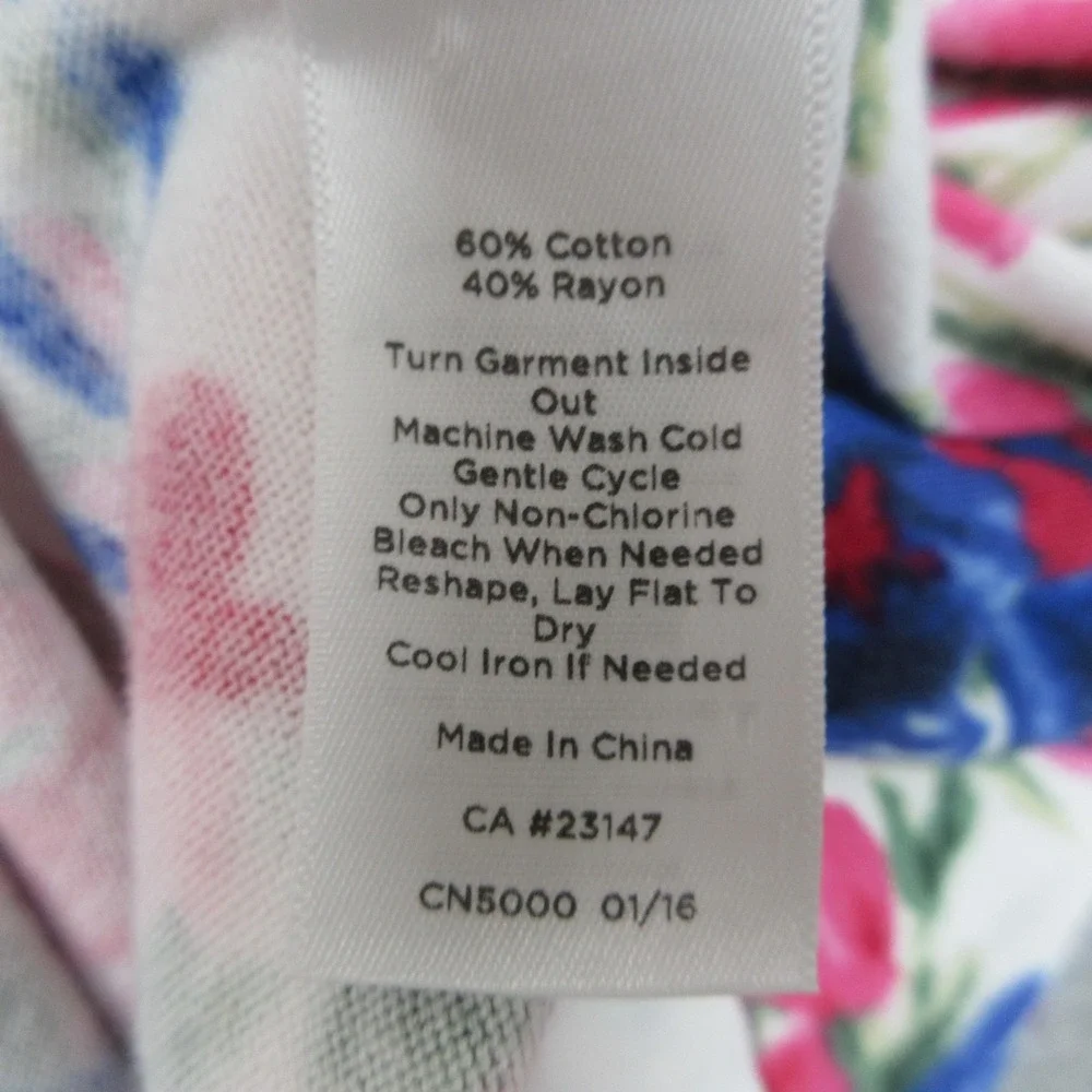 Talbots Cardigan Sweater Womens Large Multicolor‎ Floral V Neck Short Sleeve